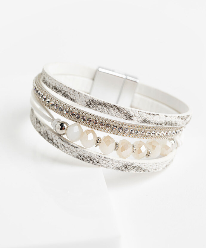 White Multistrand Snap Bracelet Image 1