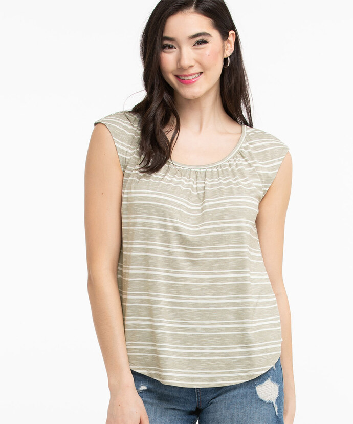 Short Sleeve Ruched Neck Tee Image 5