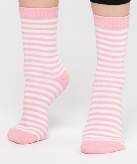 Pink Striped Socks, Pink/White Pink Striped Socks, Pink/White