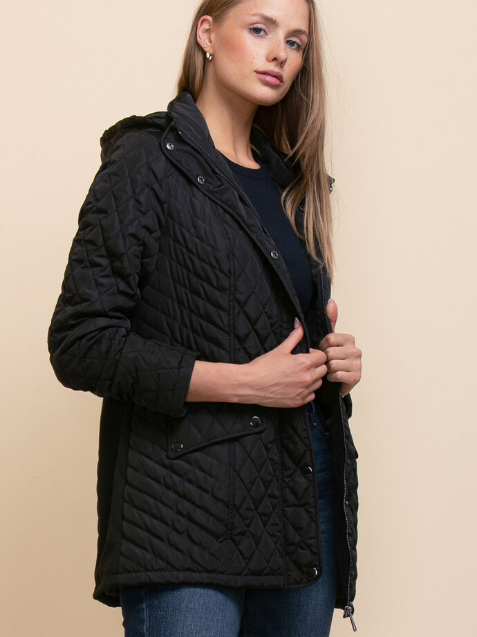 Quilted Jacket with Detachable Hood Image 3