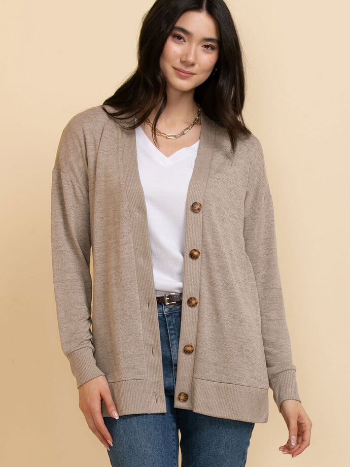 Long Button-Front Cardigan Image 2