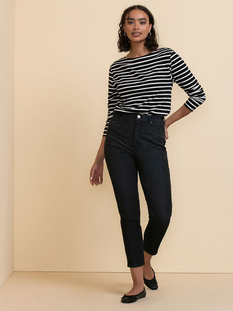 Long Sleeve Boat-Neck Top