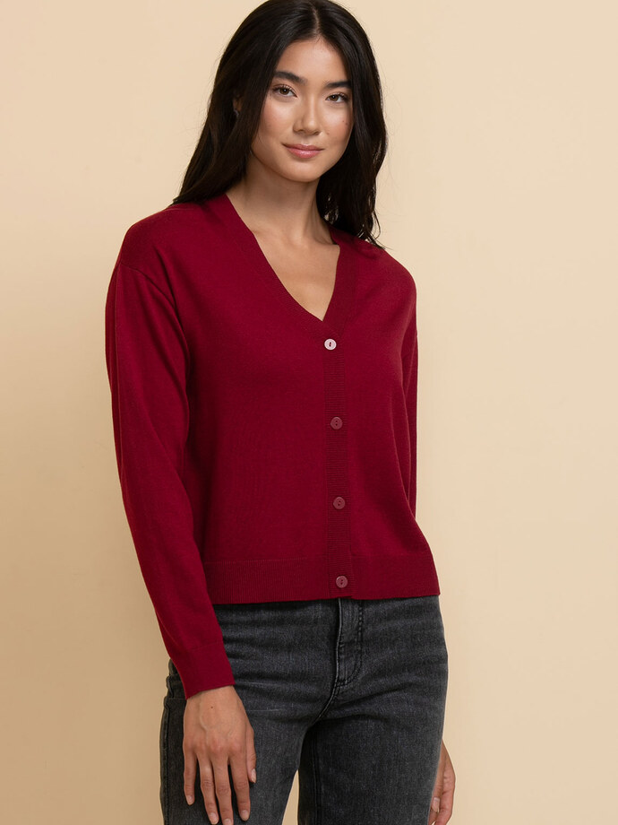 Button-Up Cashmere-Blend Cardigan Sweater Image 3