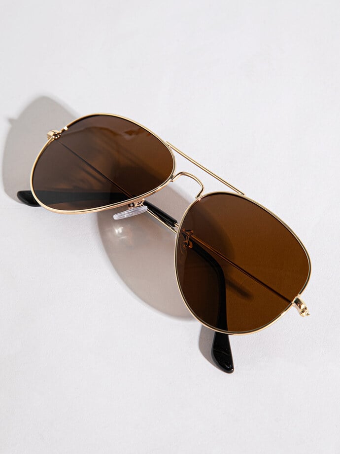 Aviator Frame Sunglasses with Case Image 1