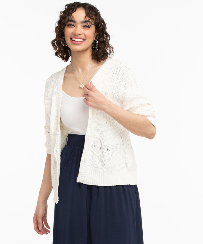 Button Up Cable Knit Cardigan Image 3