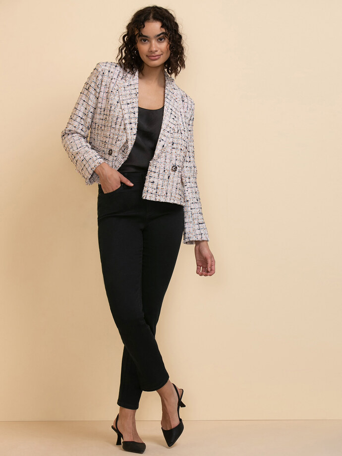 Double Button Cropped Blazer Image 2