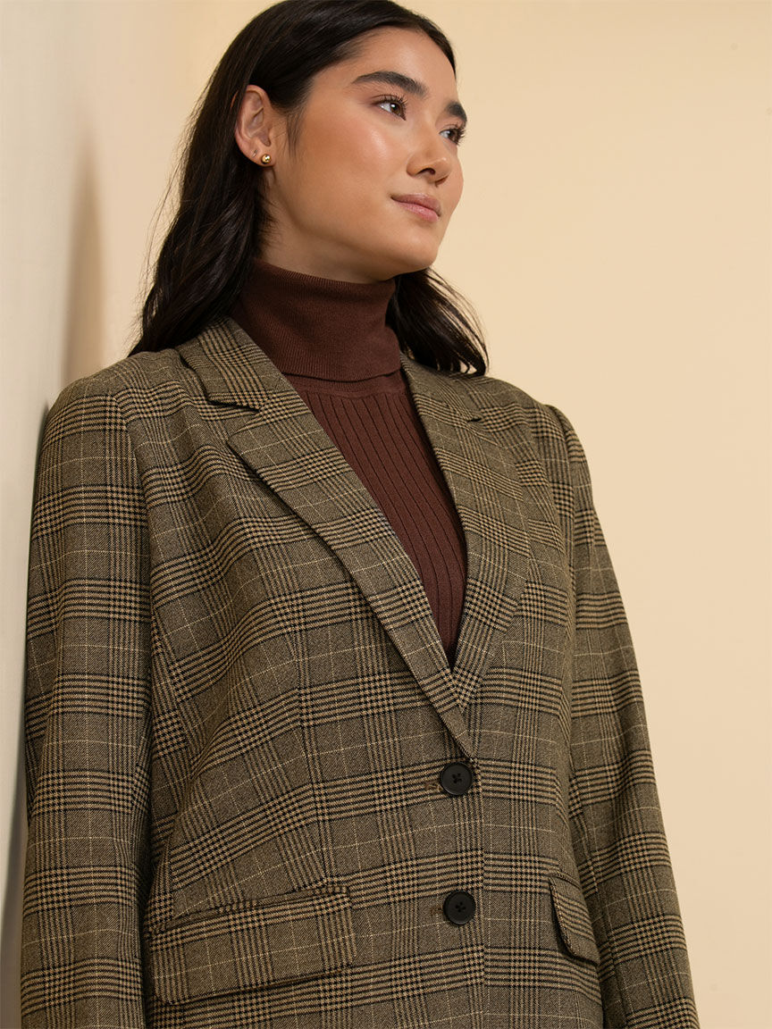 Relaxed Double Button Plaid Blazer Rickis