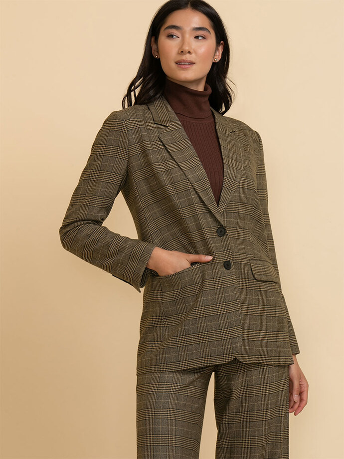 Relaxed Double Button Plaid Blazer Image 1