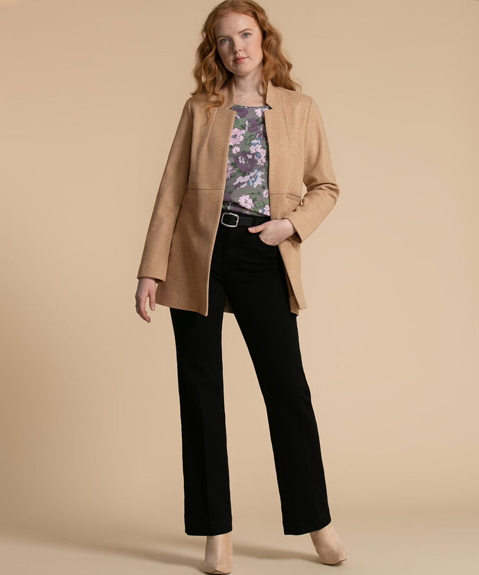 Long Line Blazer with Inverted Lapel Image 3