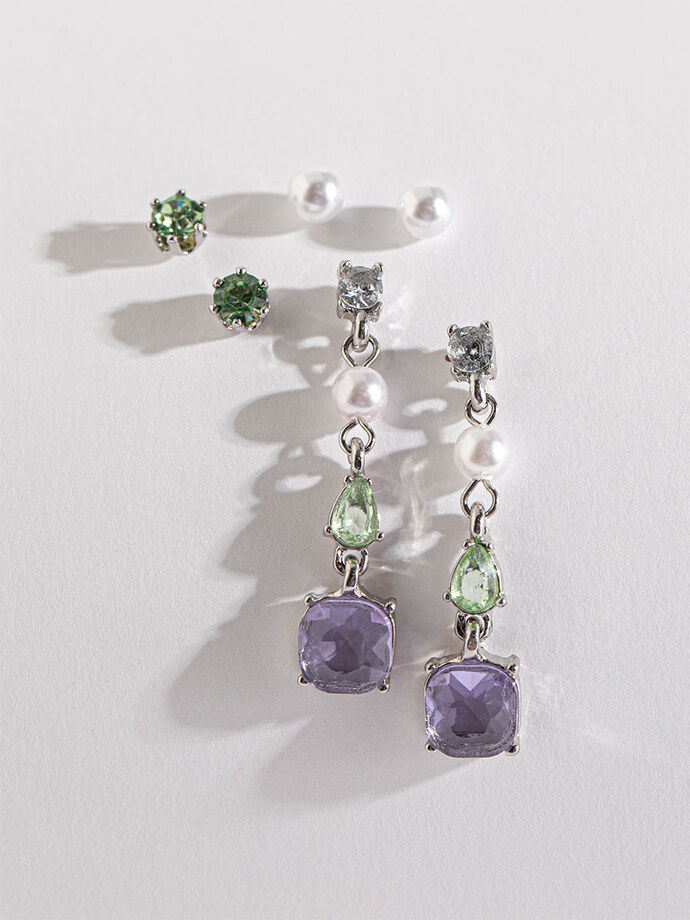 Coloured Crystals Earring Trio  Image 2