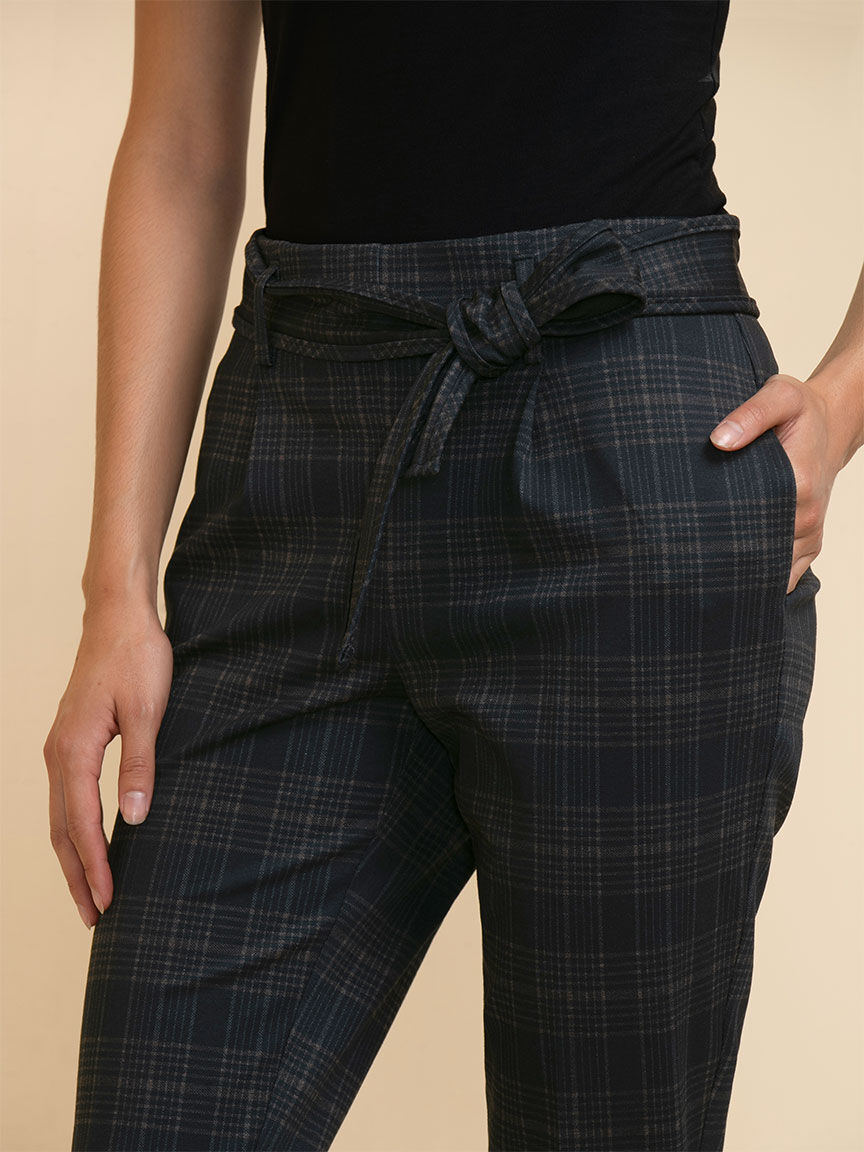 Plaid pants cheap with belt