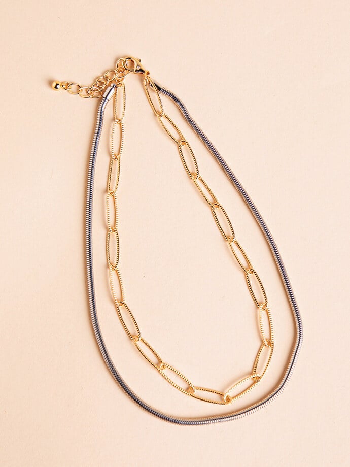 Paperclip Necklace with Rope Chain Image 1