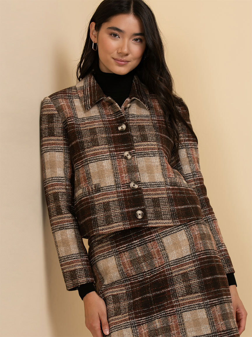 Plaid cheap cropped blazer