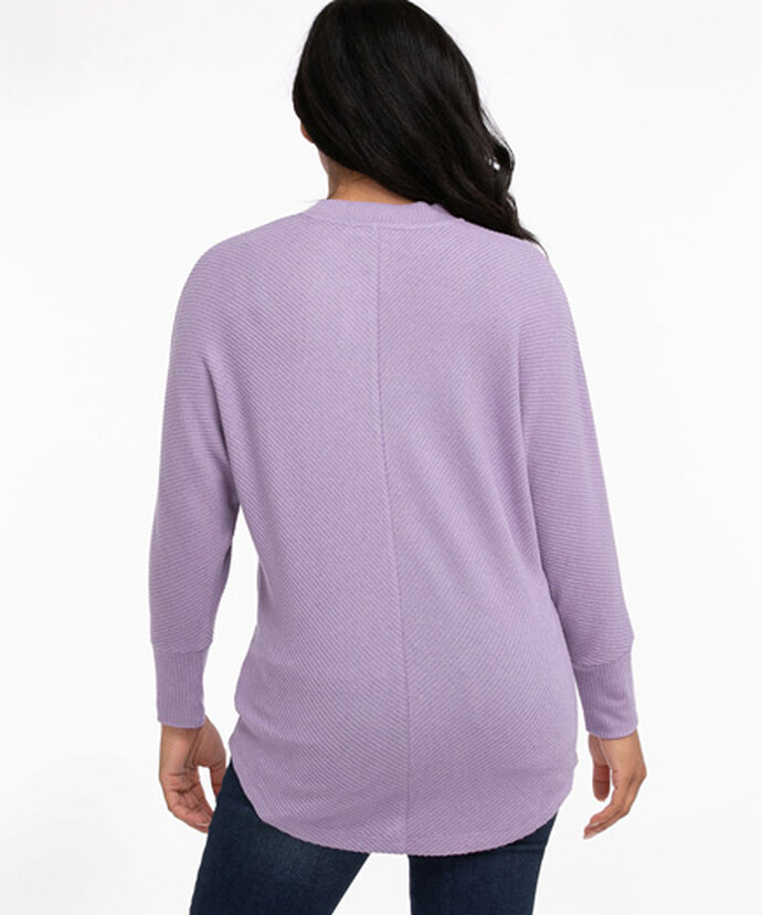 Ribbed Mock Neck Tunic Top Image 3