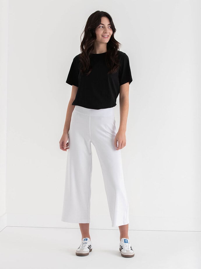 Wide Crop Pull-On Pant in Ponte Twill Image 4