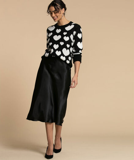 Heart Pullover Sweater, Black /w White Hearts Heart Pullover Sweater, Black /w White Hearts