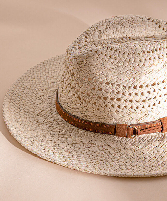 Straw Panama Hat with Leather Buckle Image 4