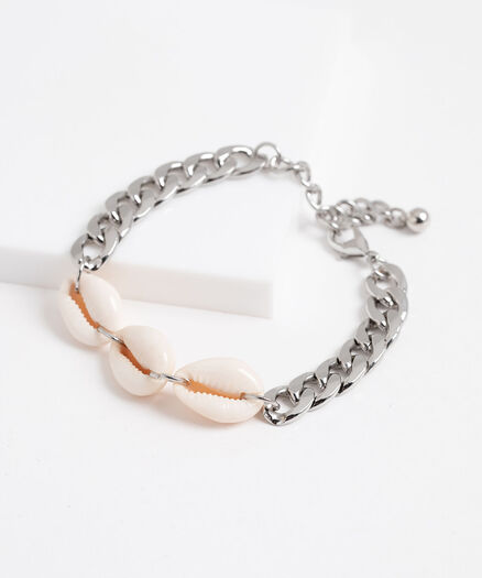 Shell & Chain Link Bracelet, Silver
