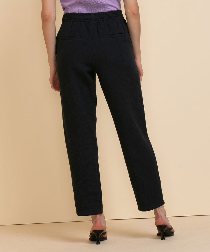 Tapered Crinkle Cotton Pant with Tie-Belt Image 5