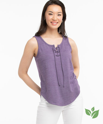 Eco-Friendly Lace-Up Tank Top, Mulled Grape