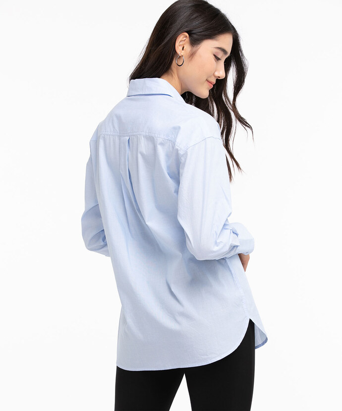 Blue Oversized Long Sleeve Collared Shirt Image 3