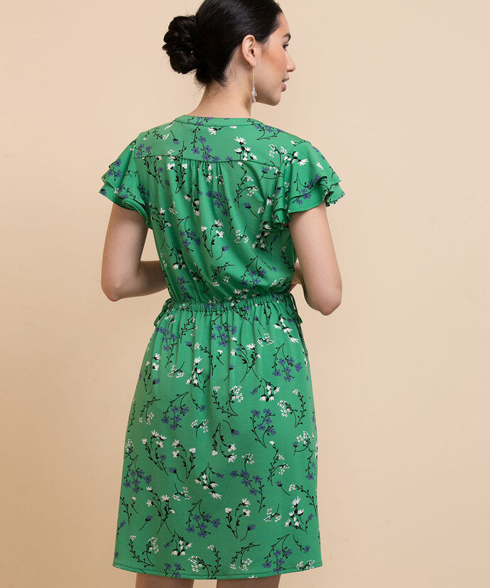 Flutter-Sleeve Dress with Tie-Waist Image 4