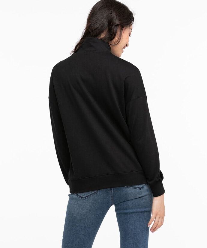 Black Half-Zip French Terry Sweatshirt Image 3