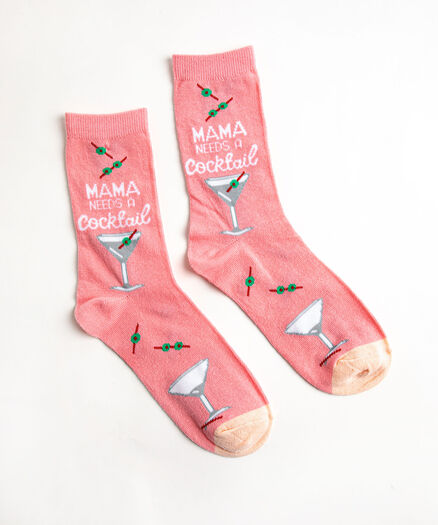 "Mama Needs A Cocktail" Socks, Pink