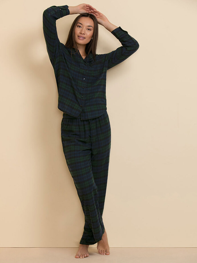 Flannel Pajama Top & Pant Set Image 4