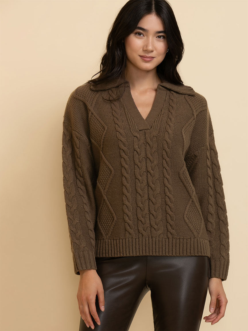 Knit polo sweater cheap
