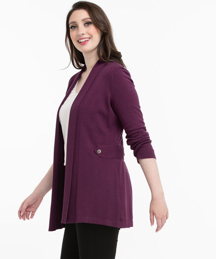 Open Front Side Tab Cardigan, Pickled Beet Open Front Side Tab Cardigan, Pickled Beet