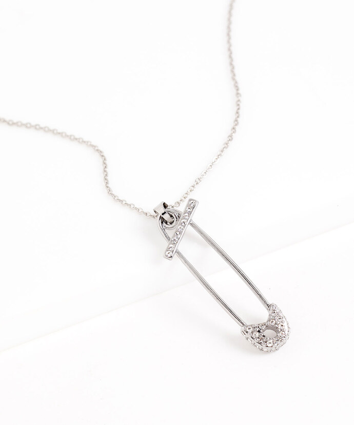Crystal Safety Pin Necklace Image 1