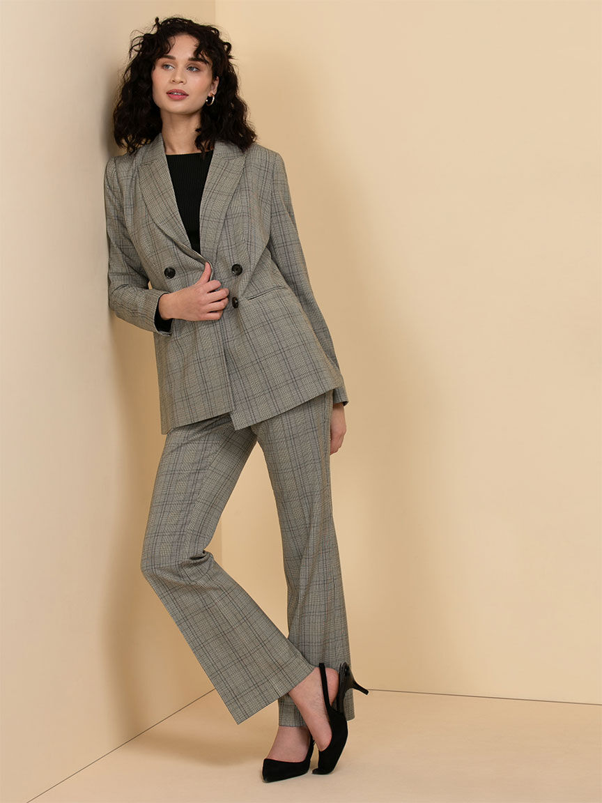 Double breasted grey check suit shop