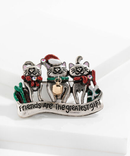 Friends Are The Greatest Gift Brooch, Silver