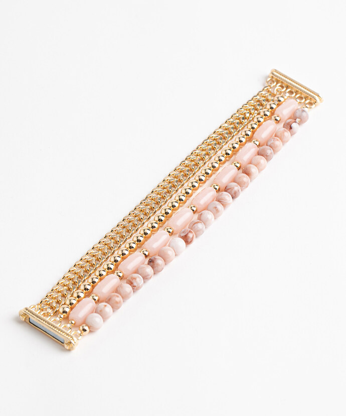 Pink Beaded Snap Bracelet Image 3