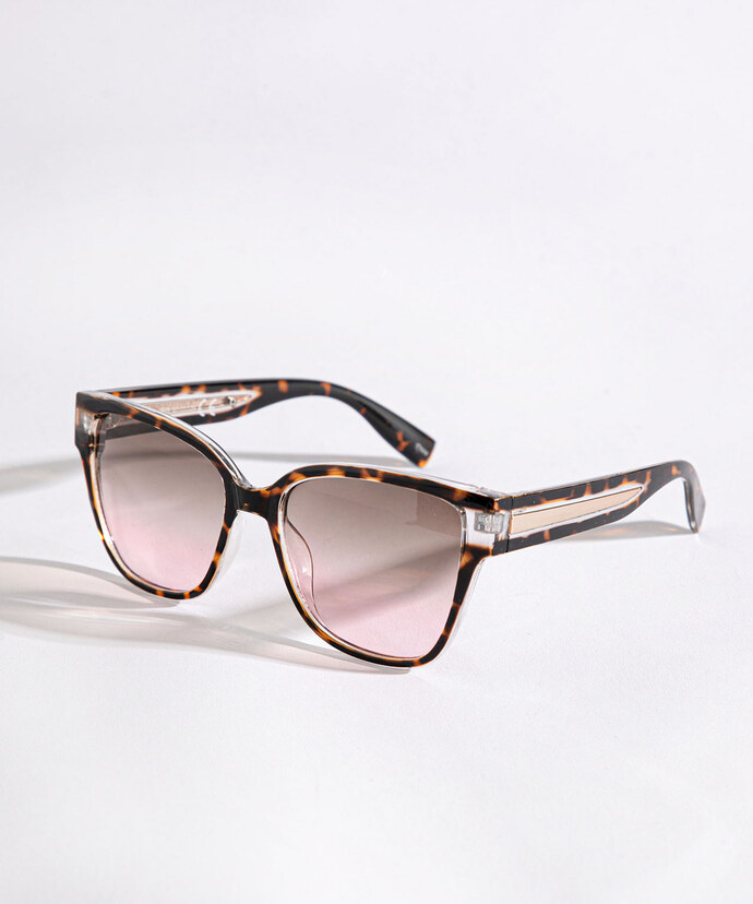 Tortoise Wayfarer Sunglasses with Pink Lenses Image 2