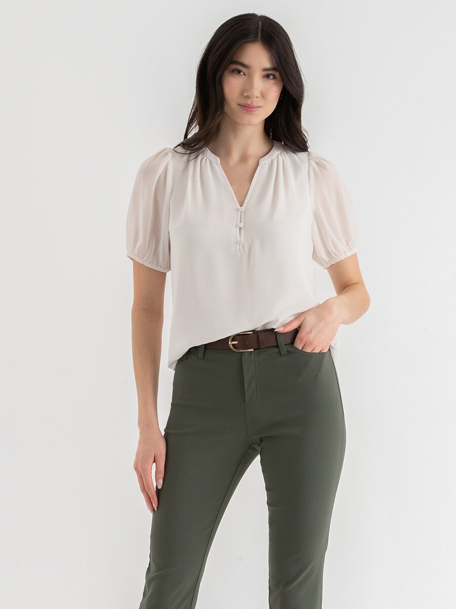 Short Sleeve Blouse with Buttons