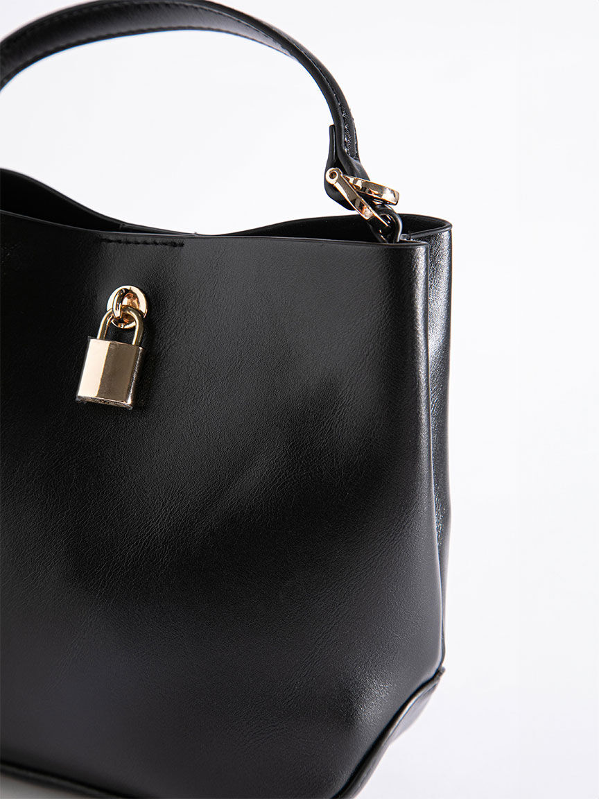Small leather bucket bag clearance