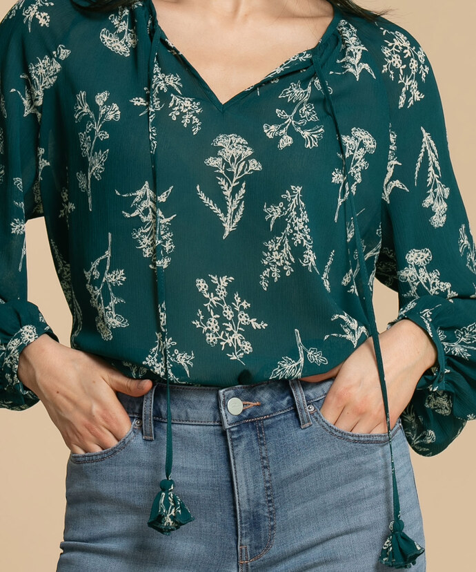 Extend Sleeve Henley Blouse Image 2