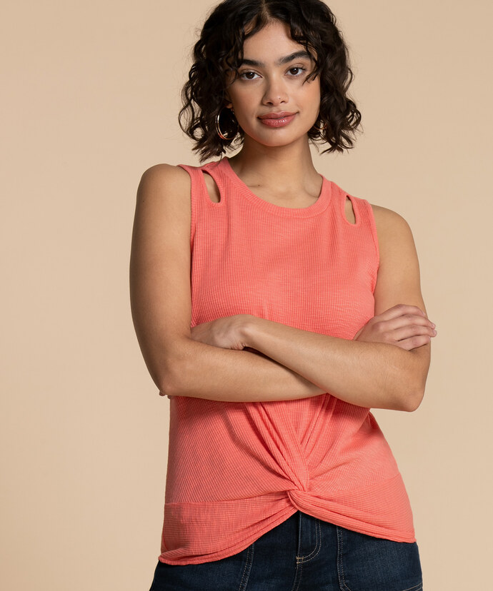 Twist Front Top with Shoulder Cut-Outs Image 2