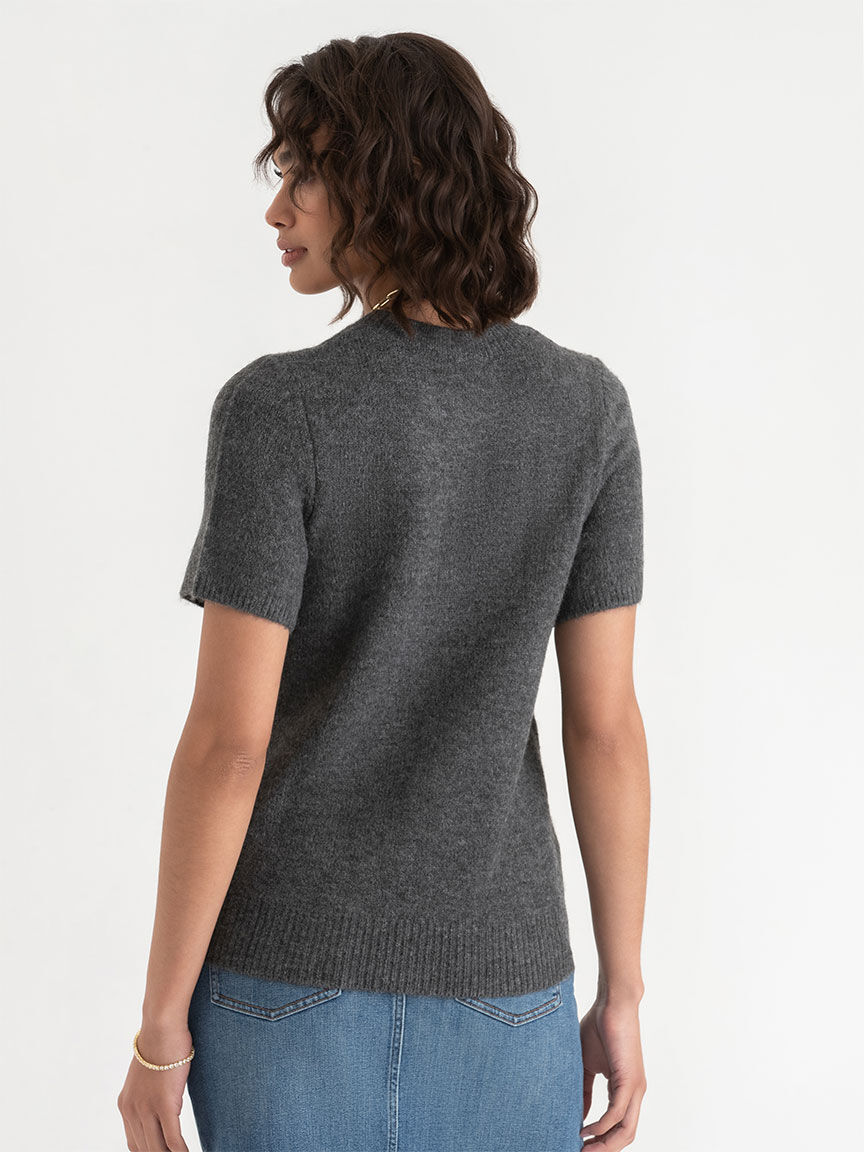 Short sleeve crew neck sweater sale