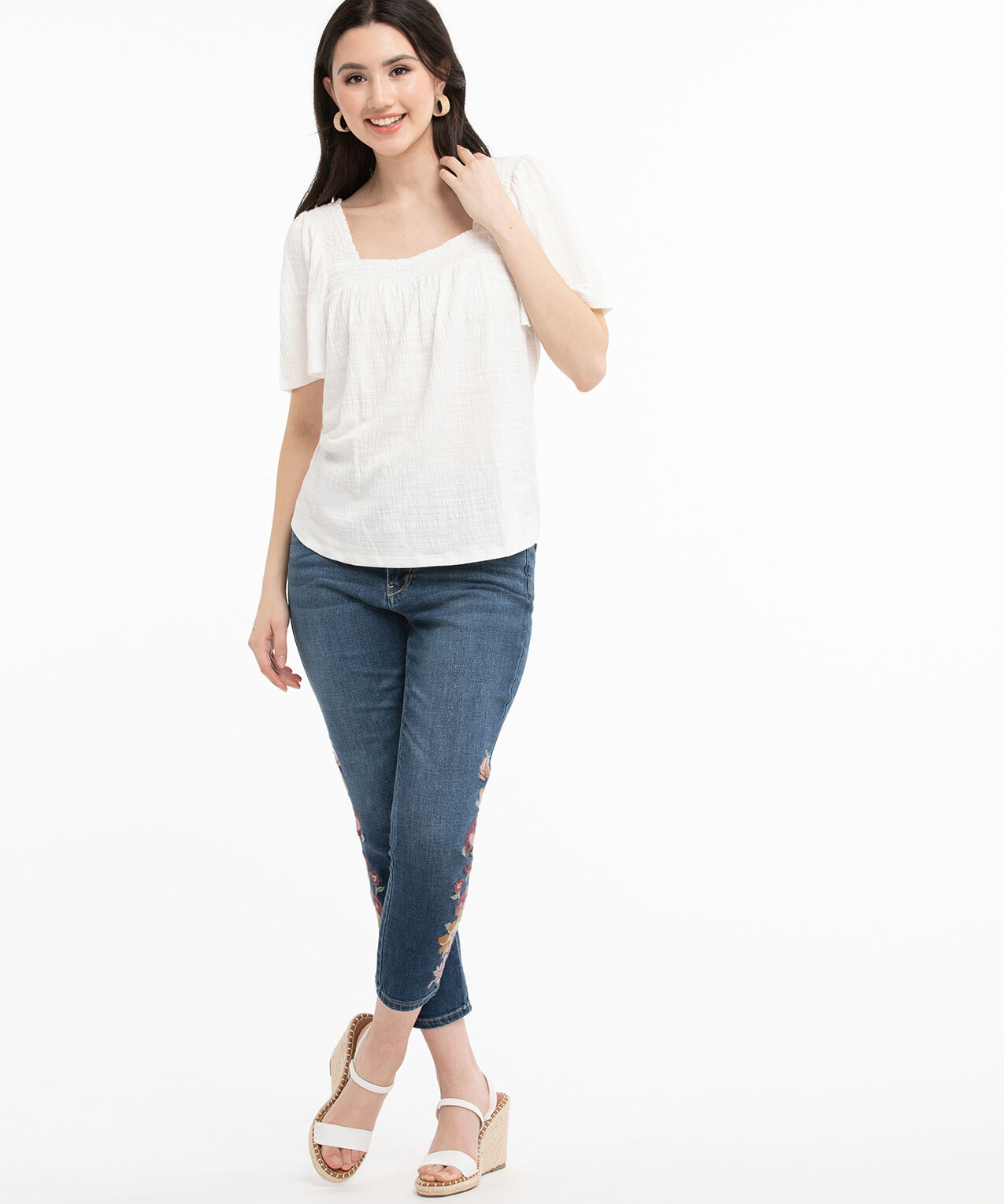 Eco Friendly Smocked Square Neck Top Rickis