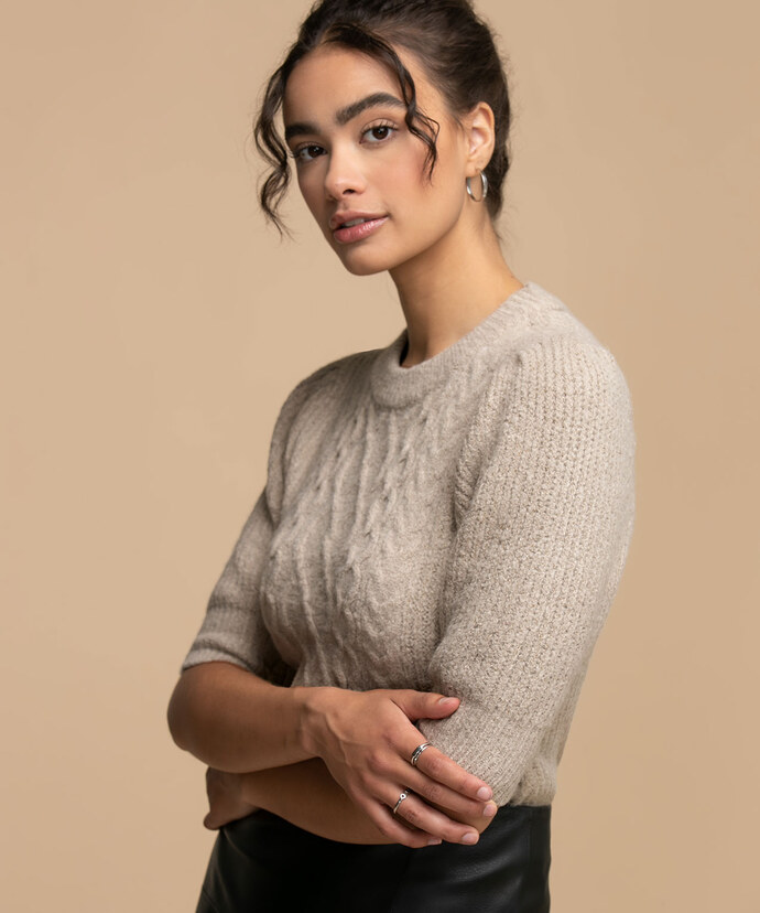 RD Style Cable Knit Puff Sleeve Sweater Image 4