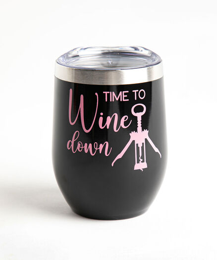Cute Quote Insulated Wine Tumbler, Time to Wine