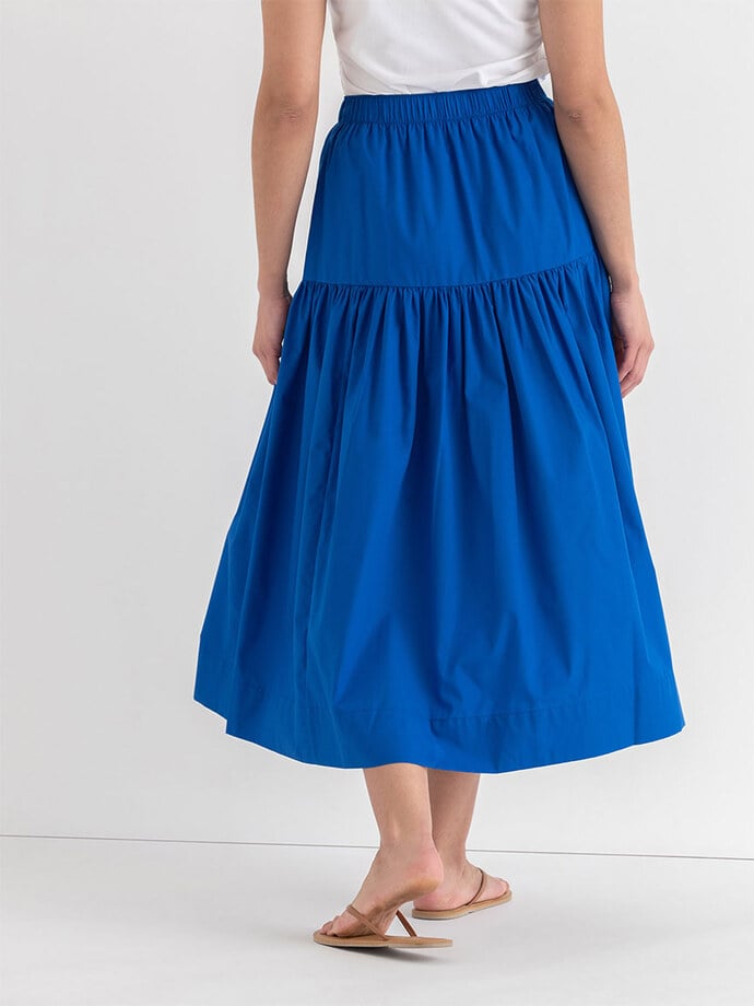 Tiered Poplin Midi Skirt Image 6