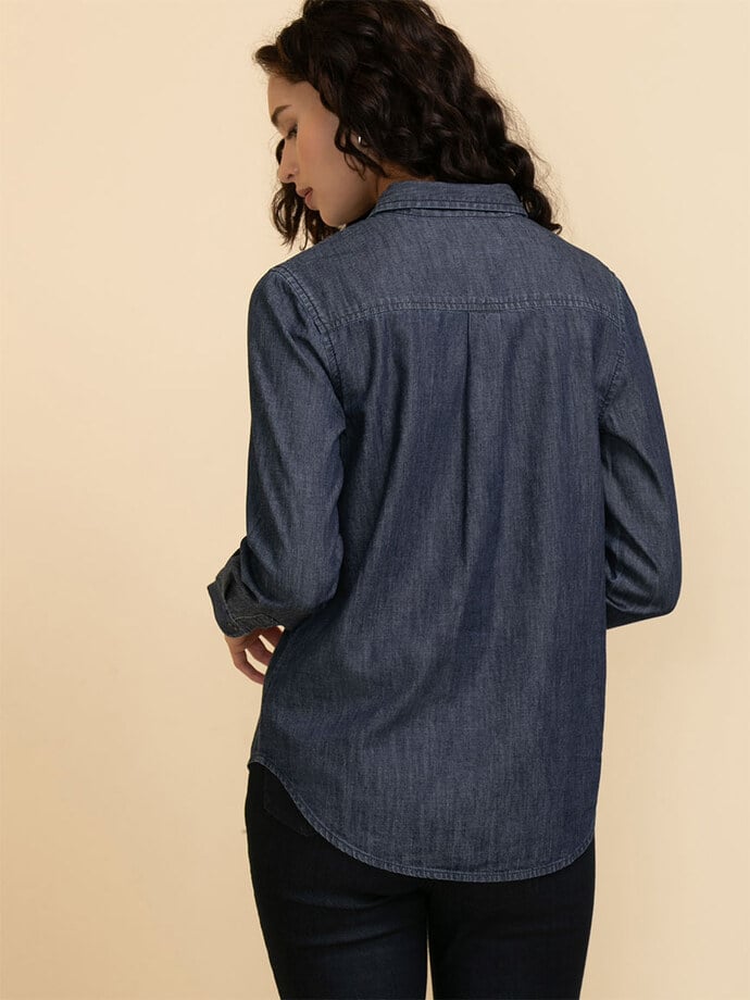 Classic Fit Denim Button-Up Shirt Image 6