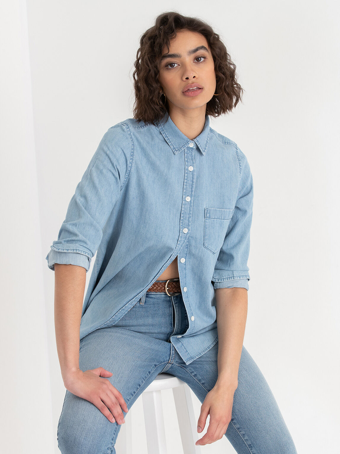 Denim button sale ups