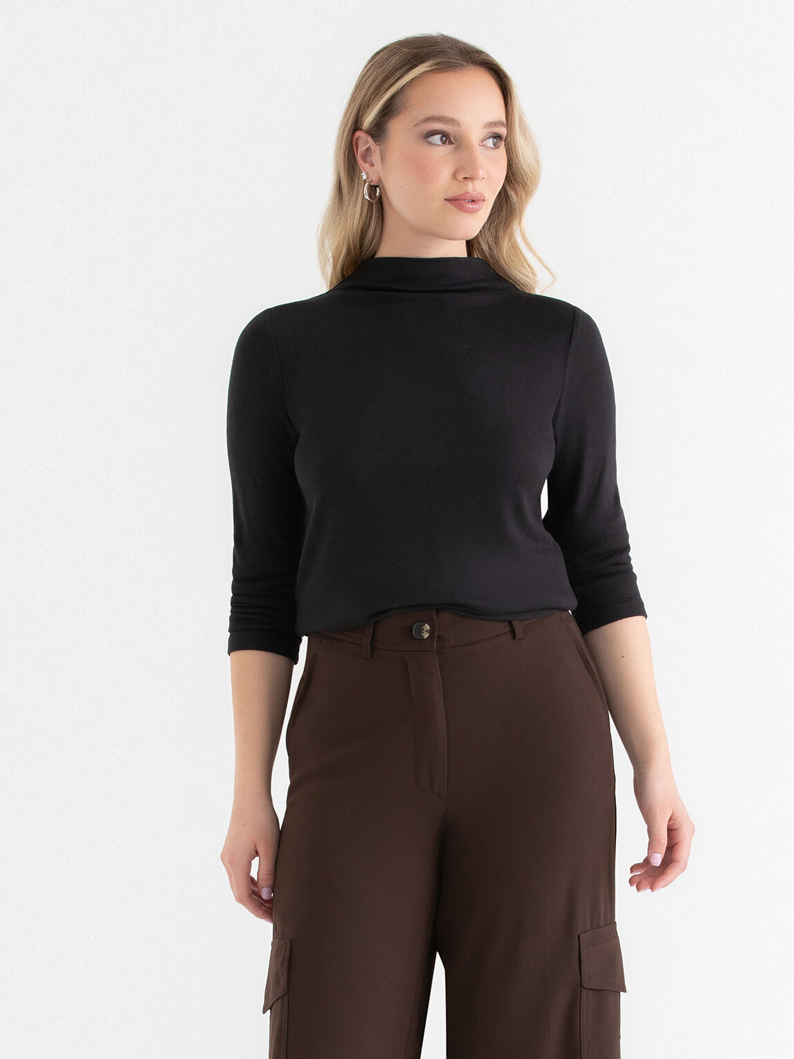 Knit mock neck top online