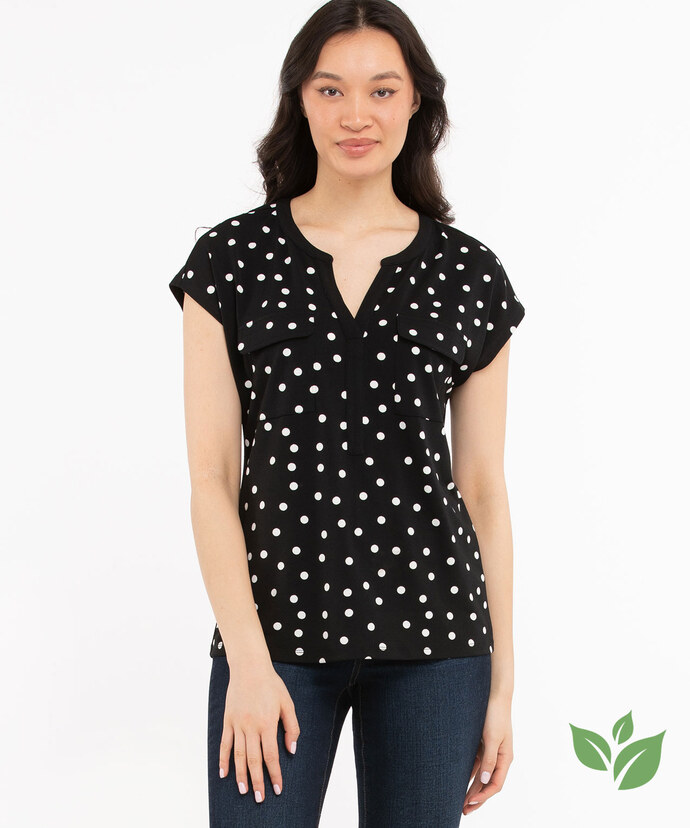 Pocketed Short Sleeve Henley Top Image 1