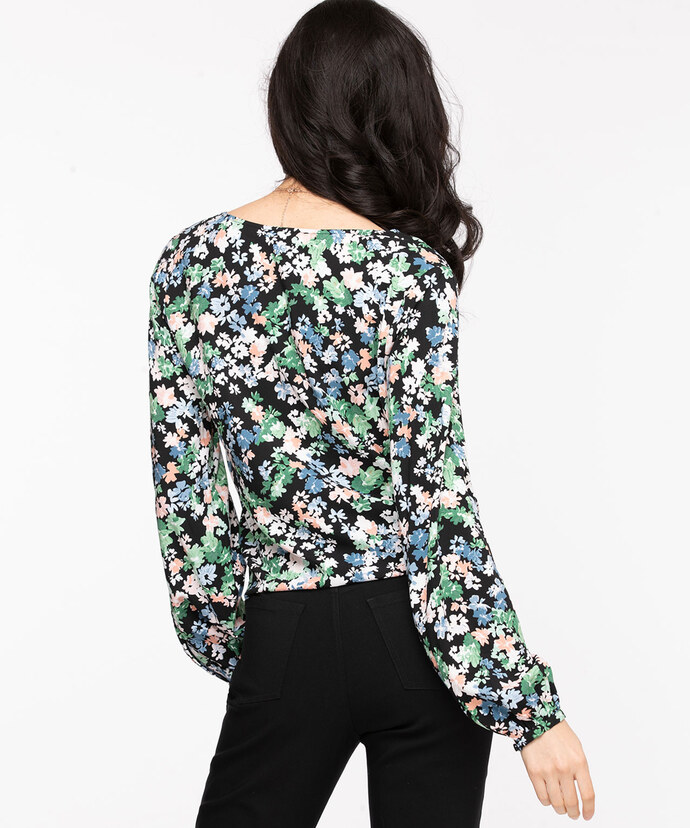 Tie-Front Long Sleeve Blouse Image 3